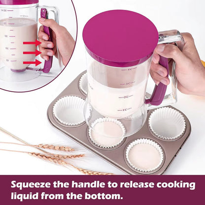 Upgraded Version 1 Pcs 900Ml Batter Dispenser Hand-Held Graduated Funnel Pastry Dough Dispensador for Pancake Cupcakes Cake