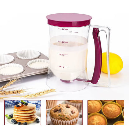 Upgraded Version 1 Pcs 900Ml Batter Dispenser Hand-Held Graduated Funnel Pastry Dough Dispensador for Pancake Cupcakes Cake